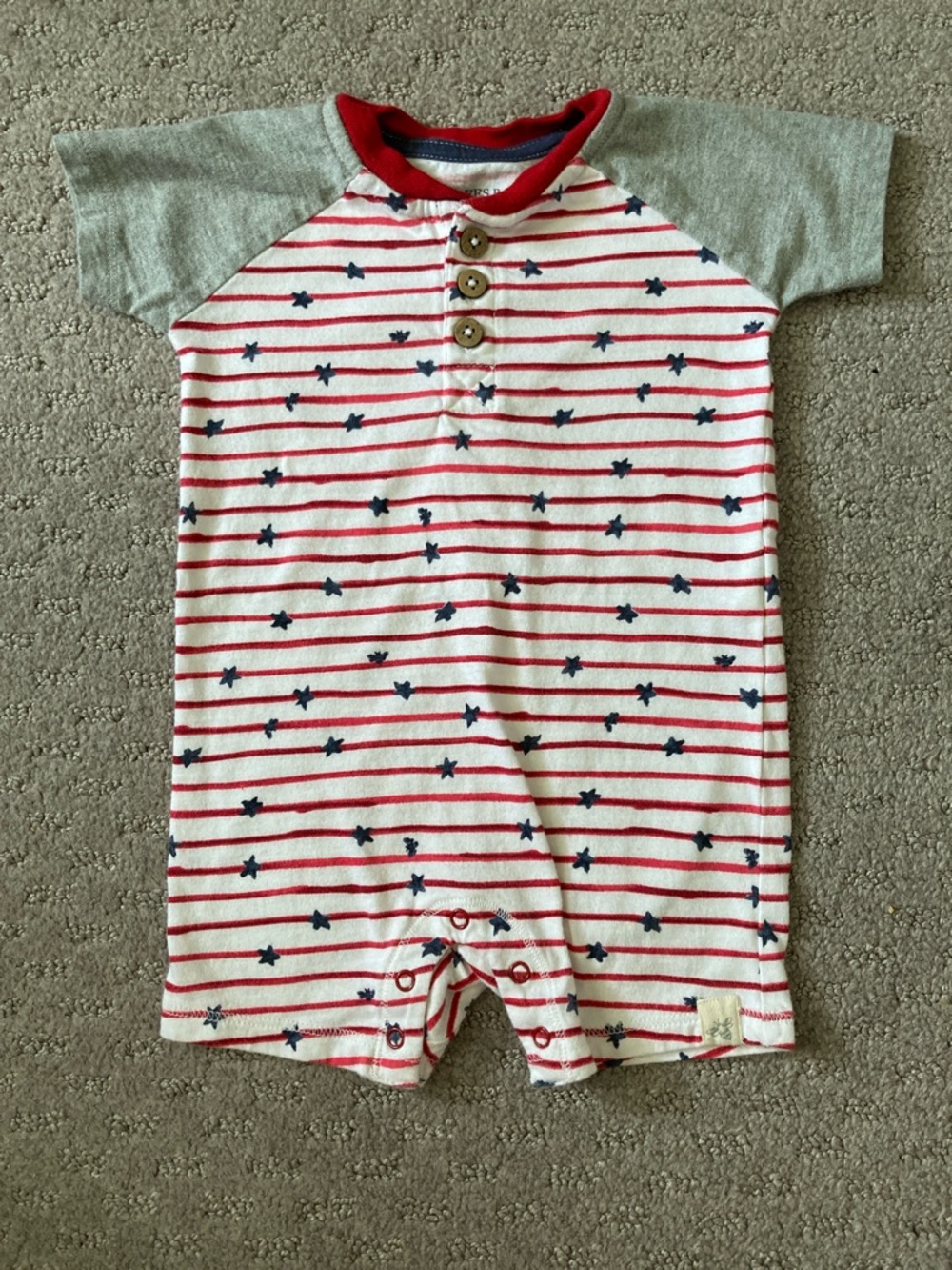 Burt's Bees stars-and-stripes organic romper, 3-6M.